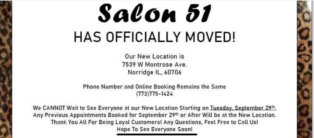 Salon 51 7539 W Montrose Ave, Norridge Illinois 60706