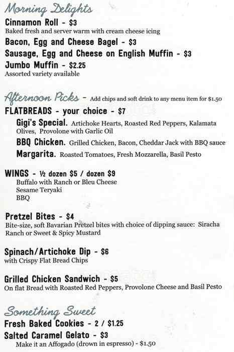Gigi's Place Menu