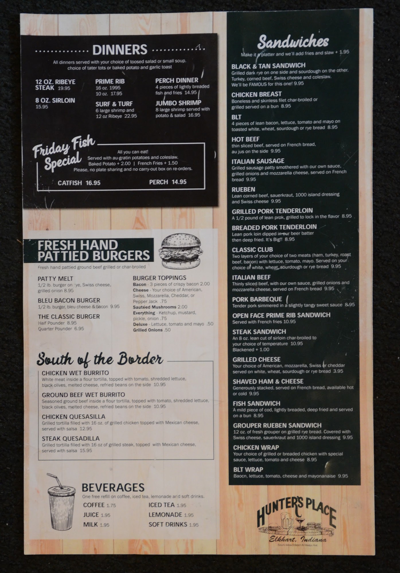 Hunter's Place Menu
