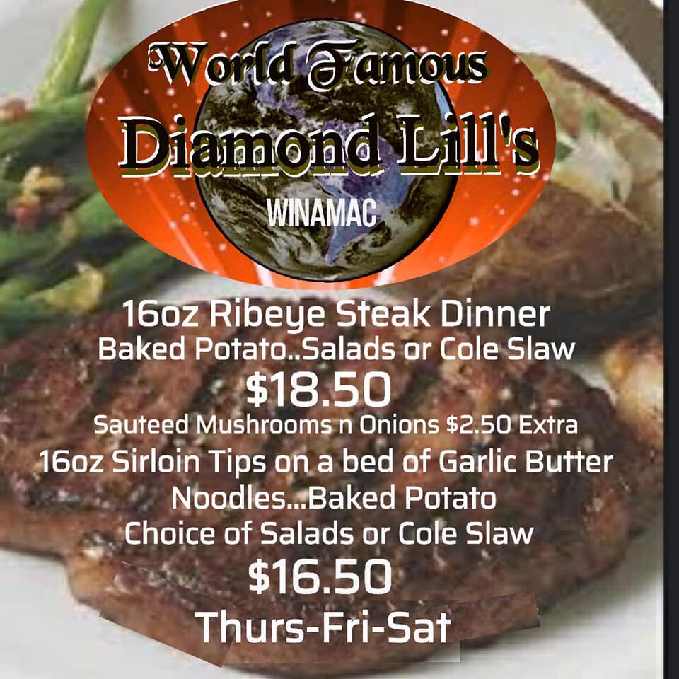 Diamond Lill's Menu