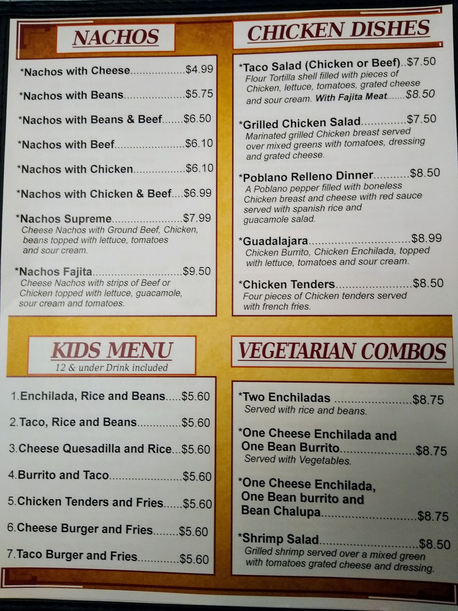 Mi Pueblito Menu