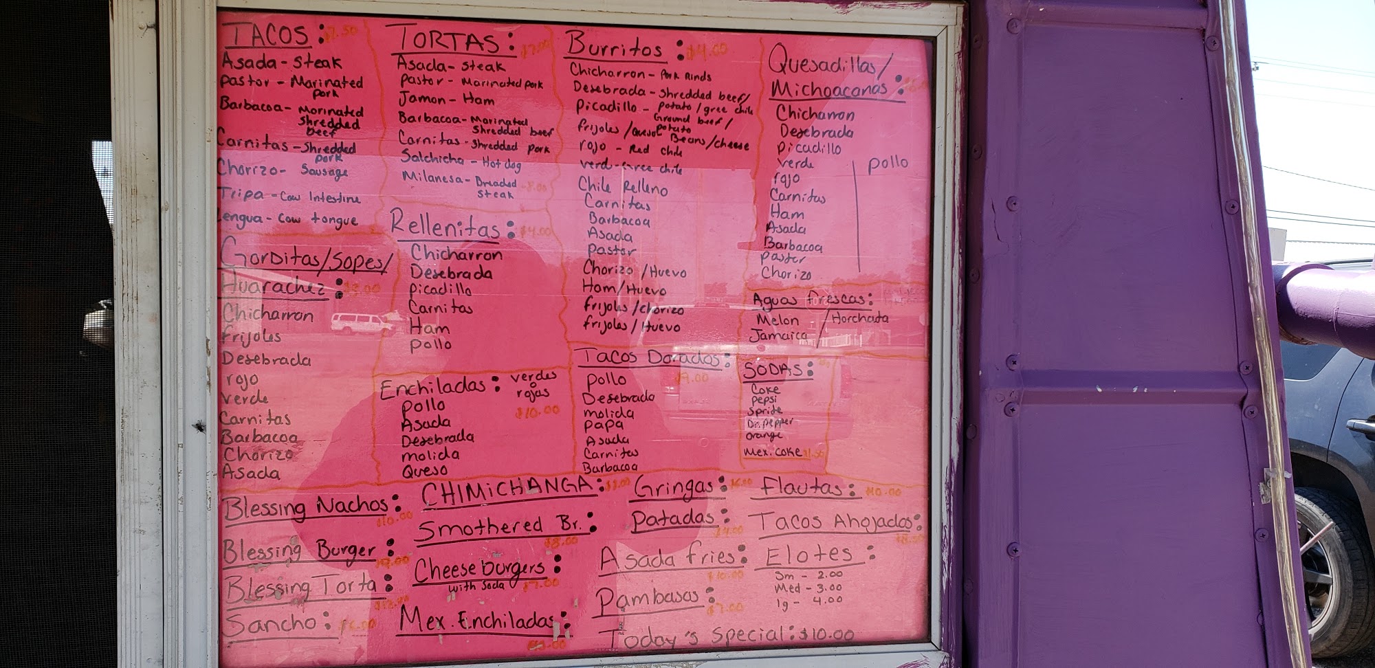 The Blessing Loncheria & Taqueria Menu