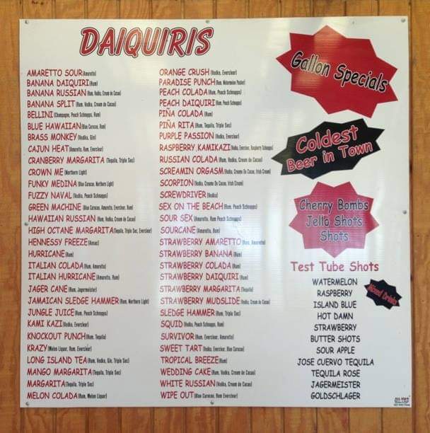 B&B Daiquiri Menu