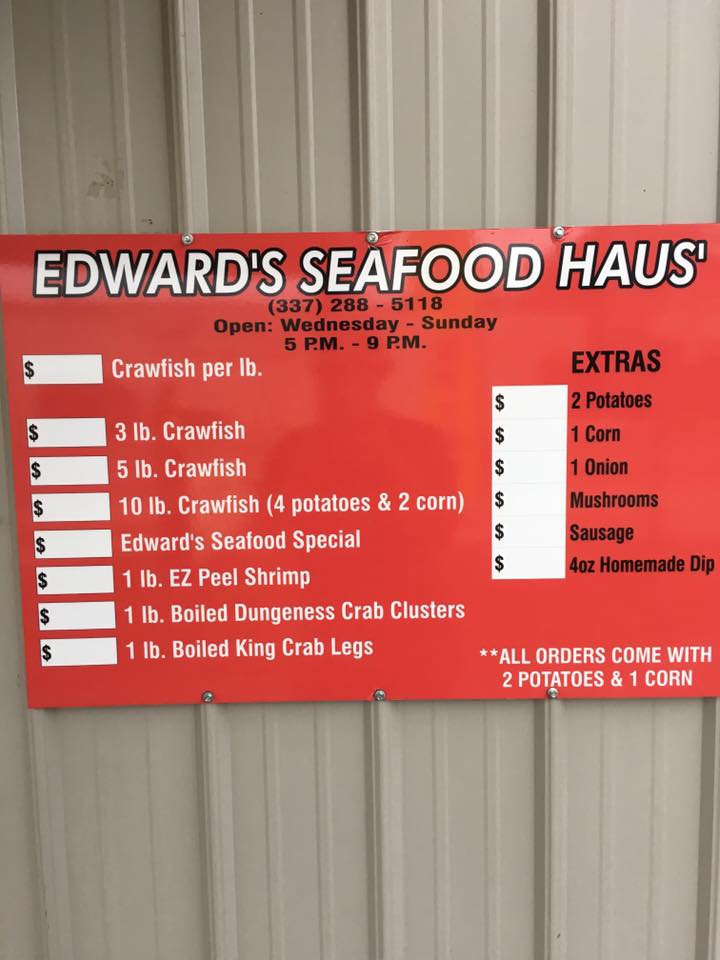 Edwards Seafood Haus' Menu