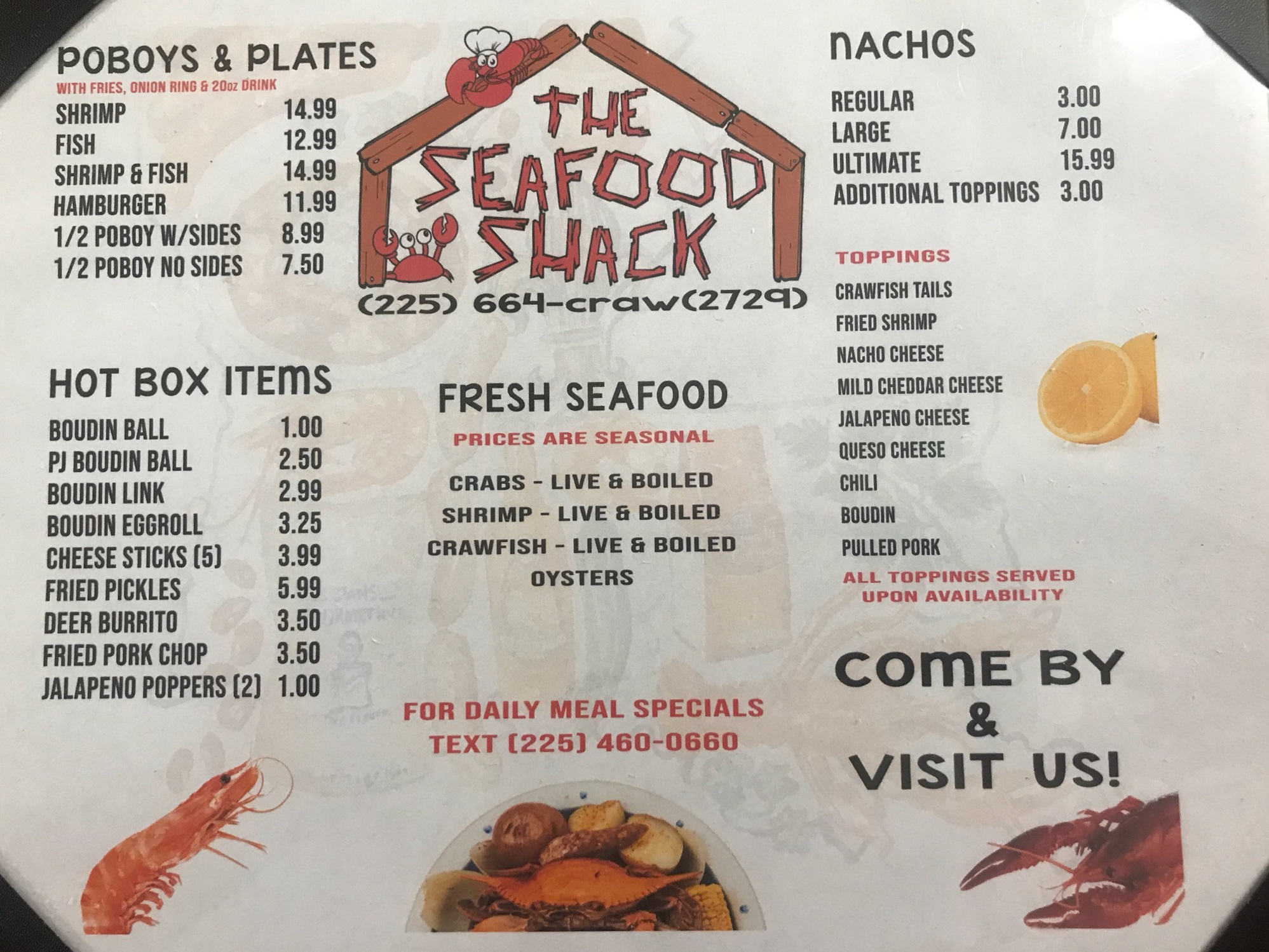 Hebert's Seafood Shack Menu