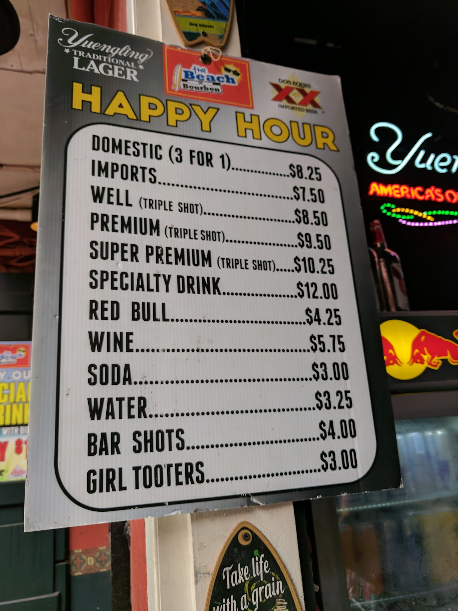 Beach On Bourbon Menu