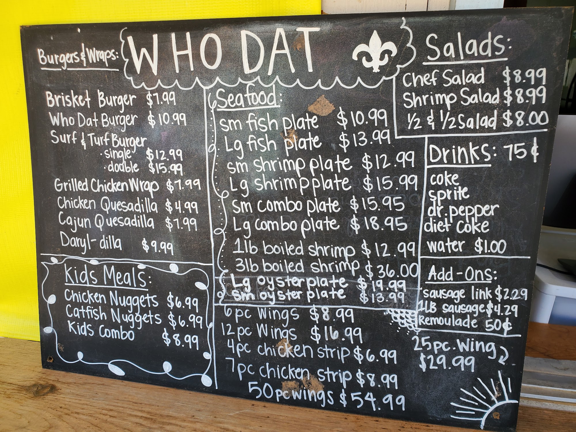 Who Dat Crawfish & Kitchen Menu