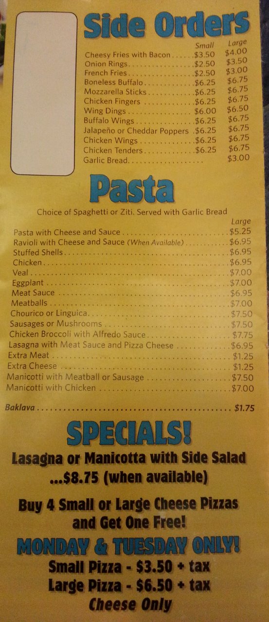 Christo's Royal Pizza Lakeville Menu