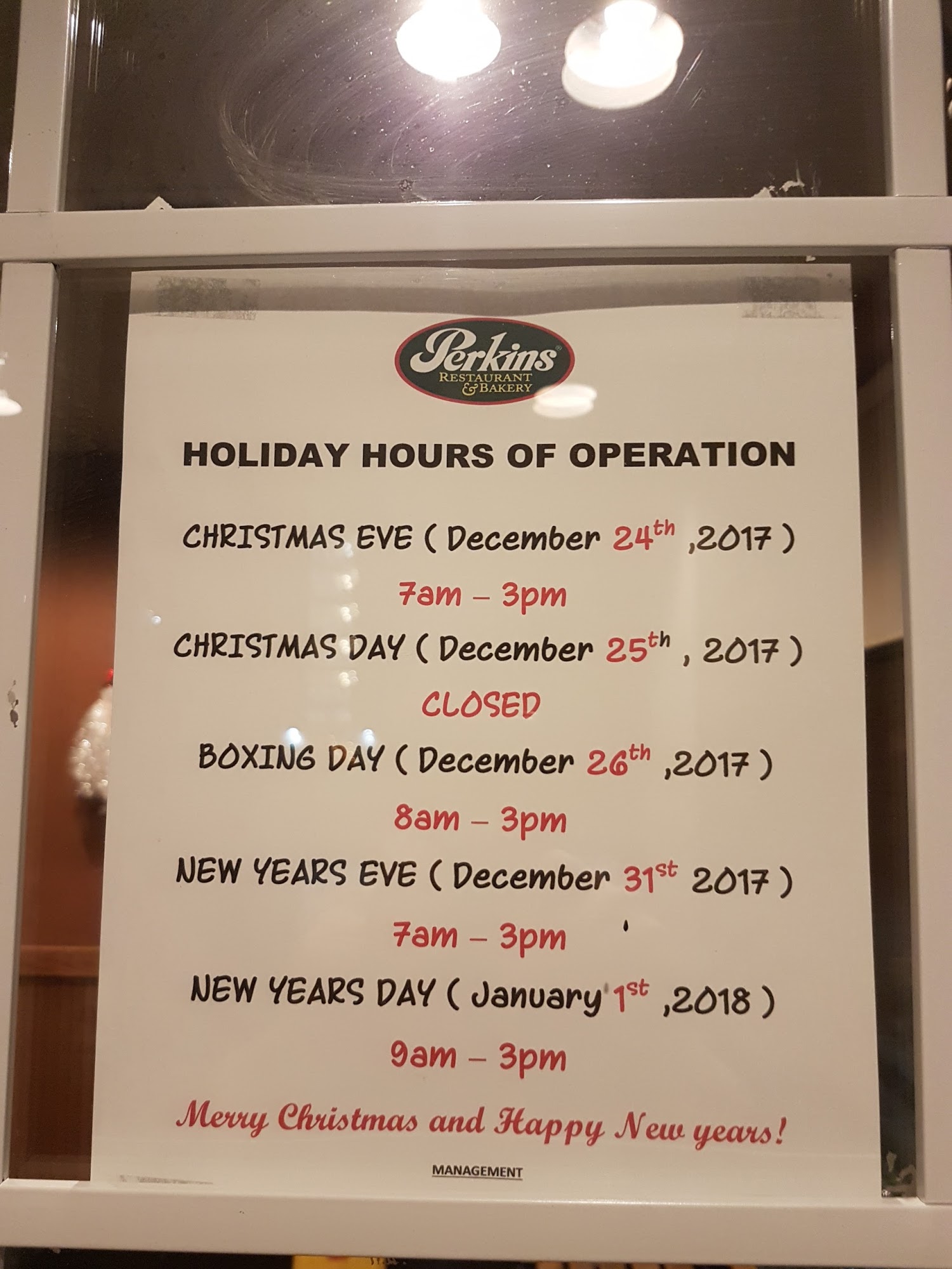 Perkins Restaurant & Bakery Menu