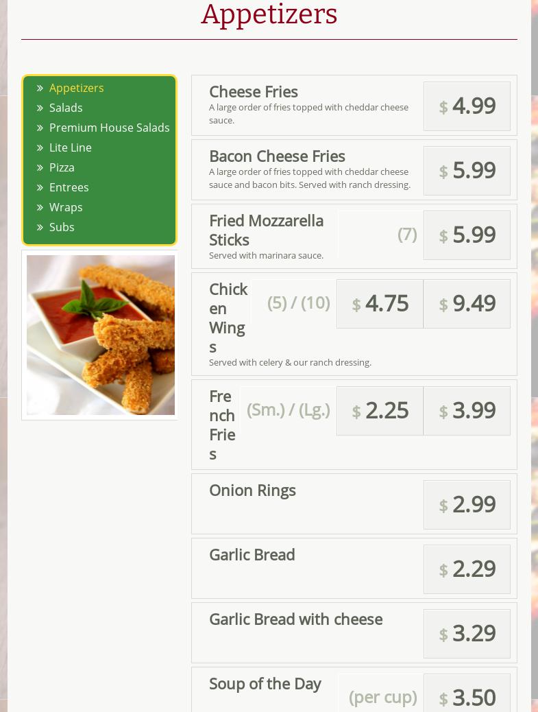 Three Brothers Italian Restaurant of Clinton Menu