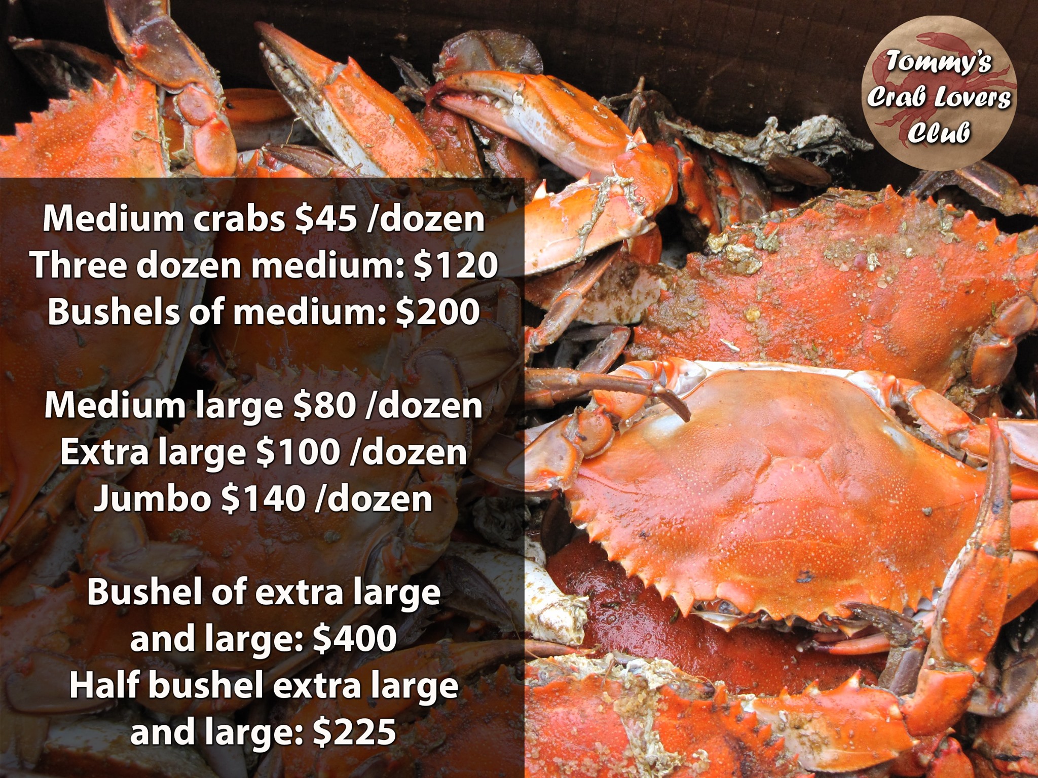 Tommy's Crab Lovers Club Menu