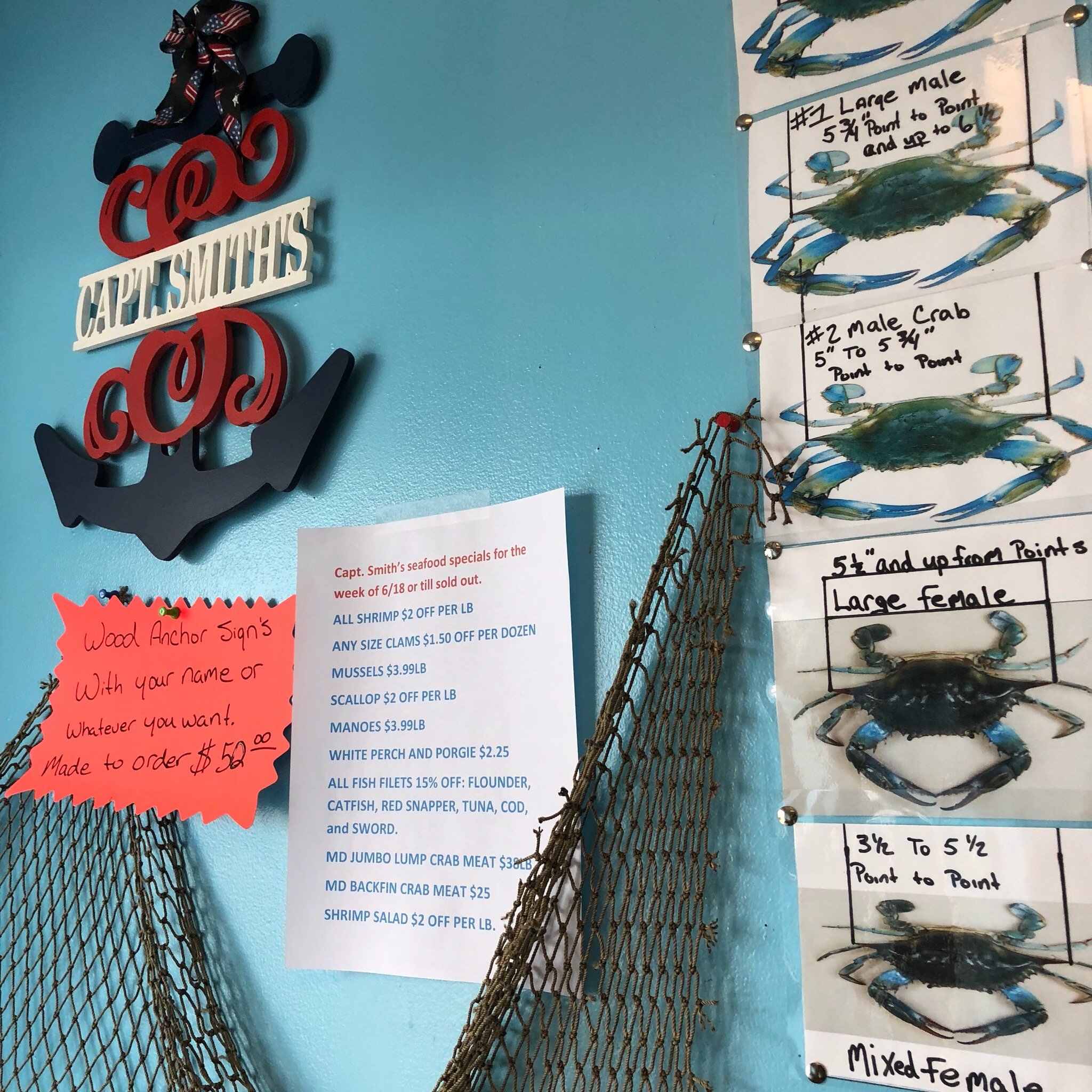 Captain Smith's Seafood Menu