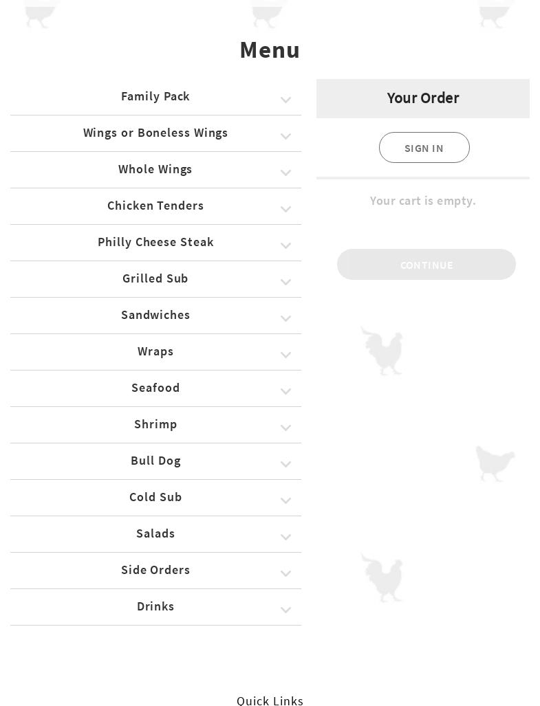 America's Best Wings Menu