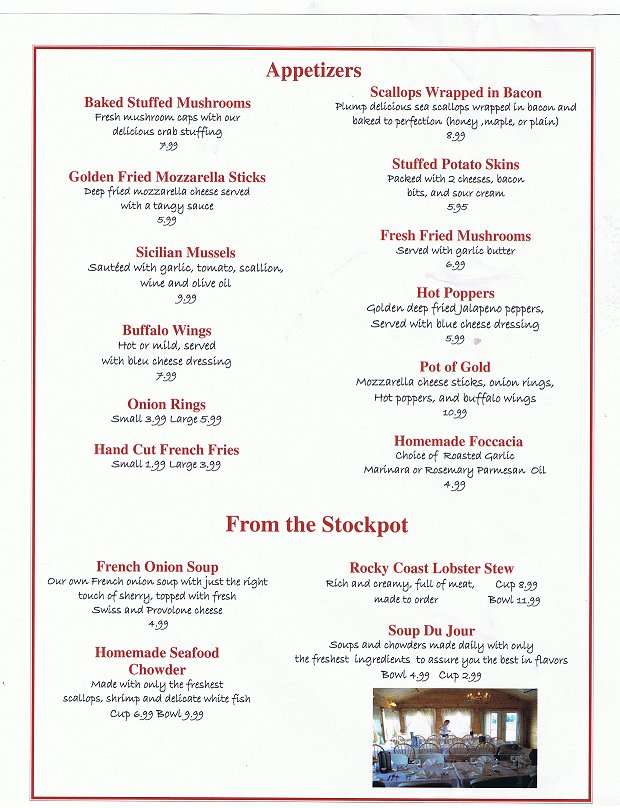 Carriage House Cafe Menu