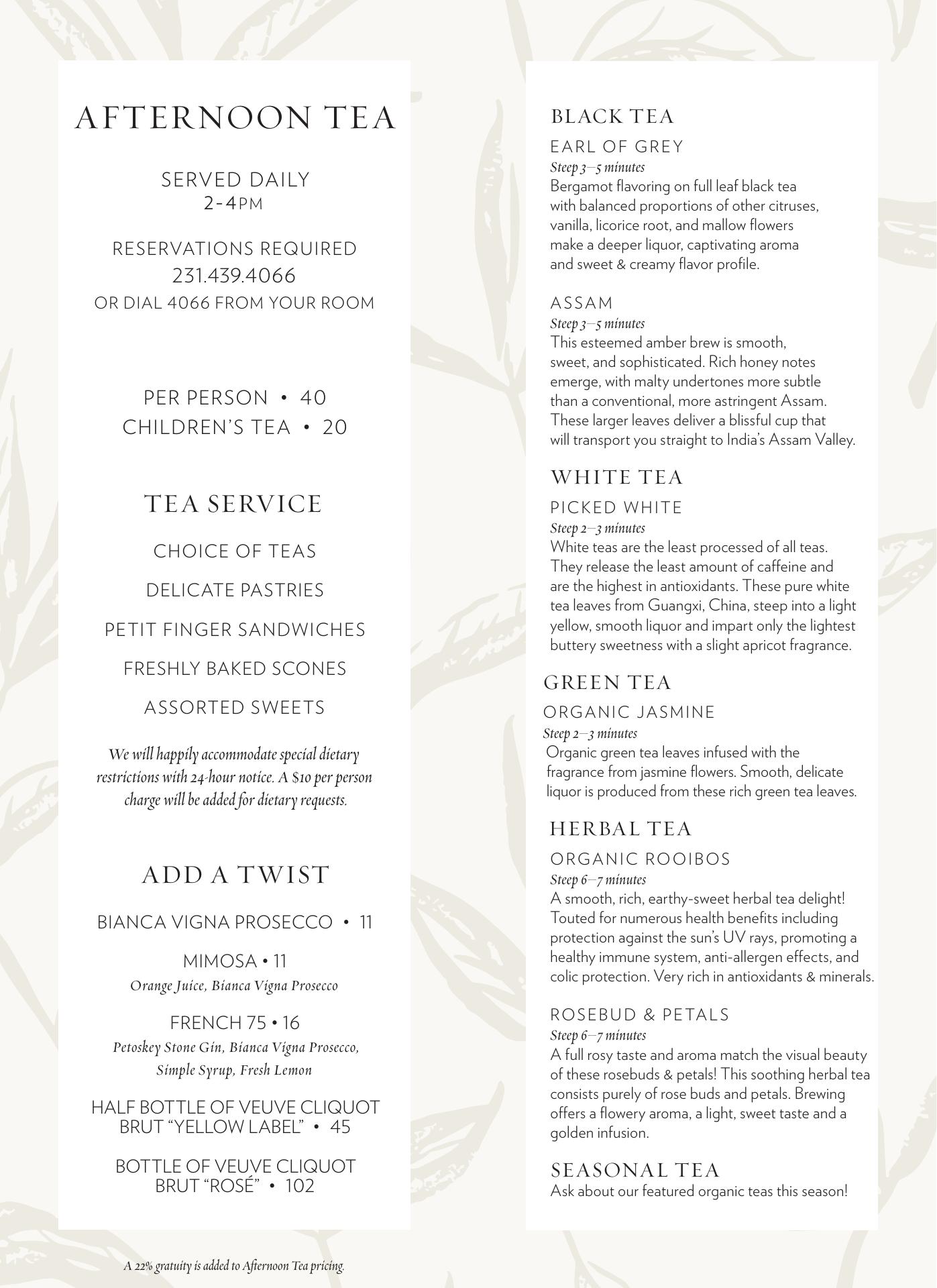 Inn Cafe at the Inn at Bay Harbor Menu