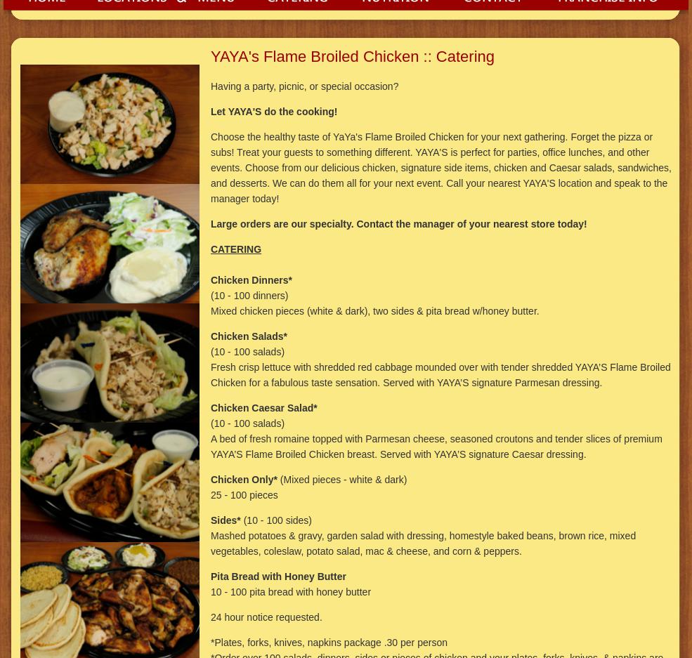 YaYa's Flame Broiled Chicken Menu