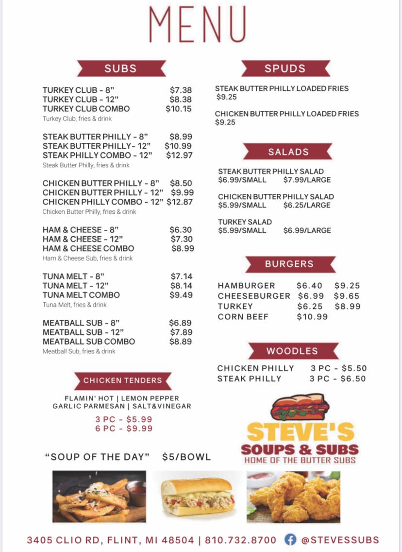 Steve's Subs Menu