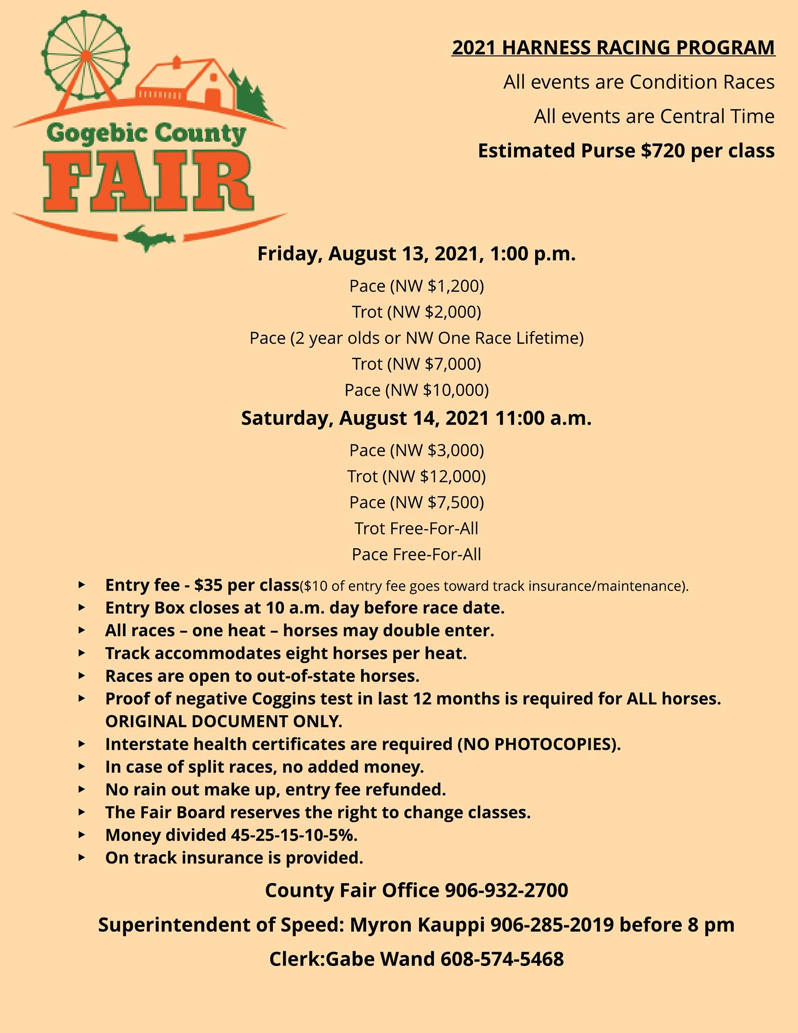 Gogebic County Fairgrounds Menu