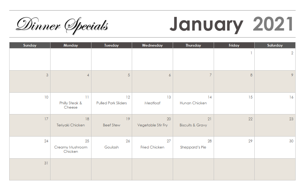 Iron Horse Cafe - NCMC Menu