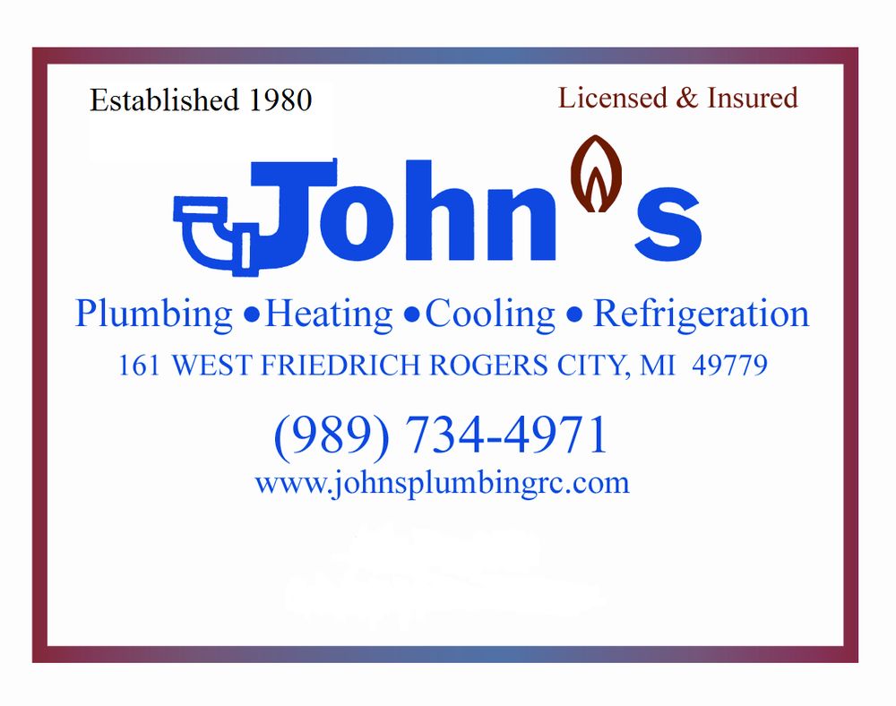 John's Plumbing & Heating, Inc. 161 W Friedrich St, Rogers City Michigan 49779