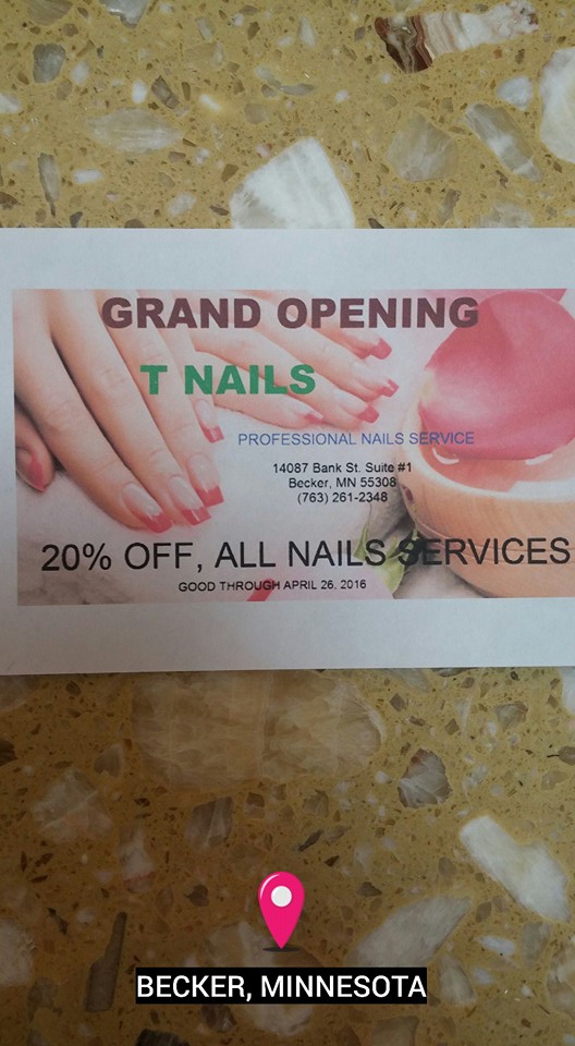 T Nails 14087 Bank St #1, Becker Minnesota 55308