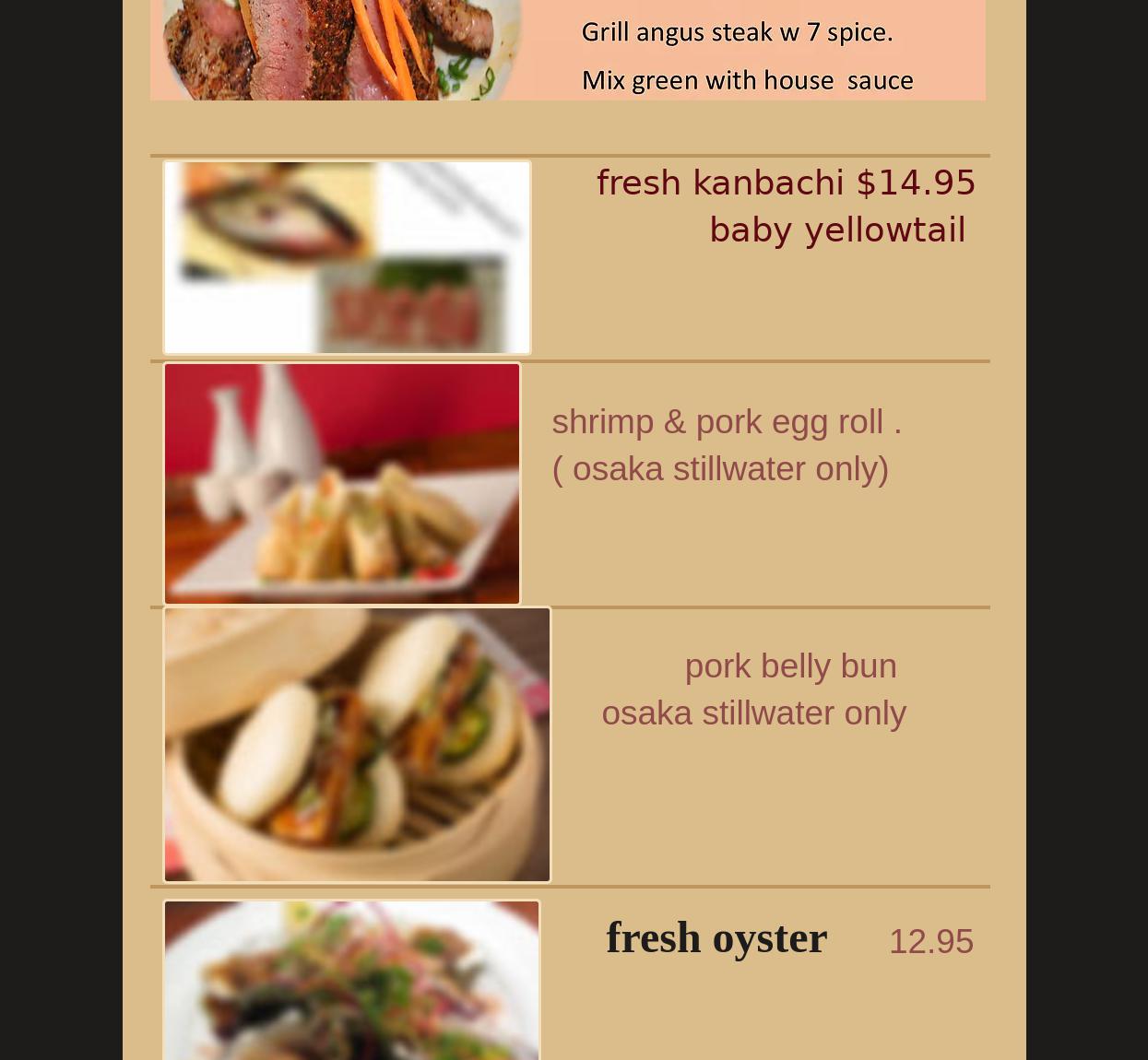 Osaka Sushi & Hibachi Menu