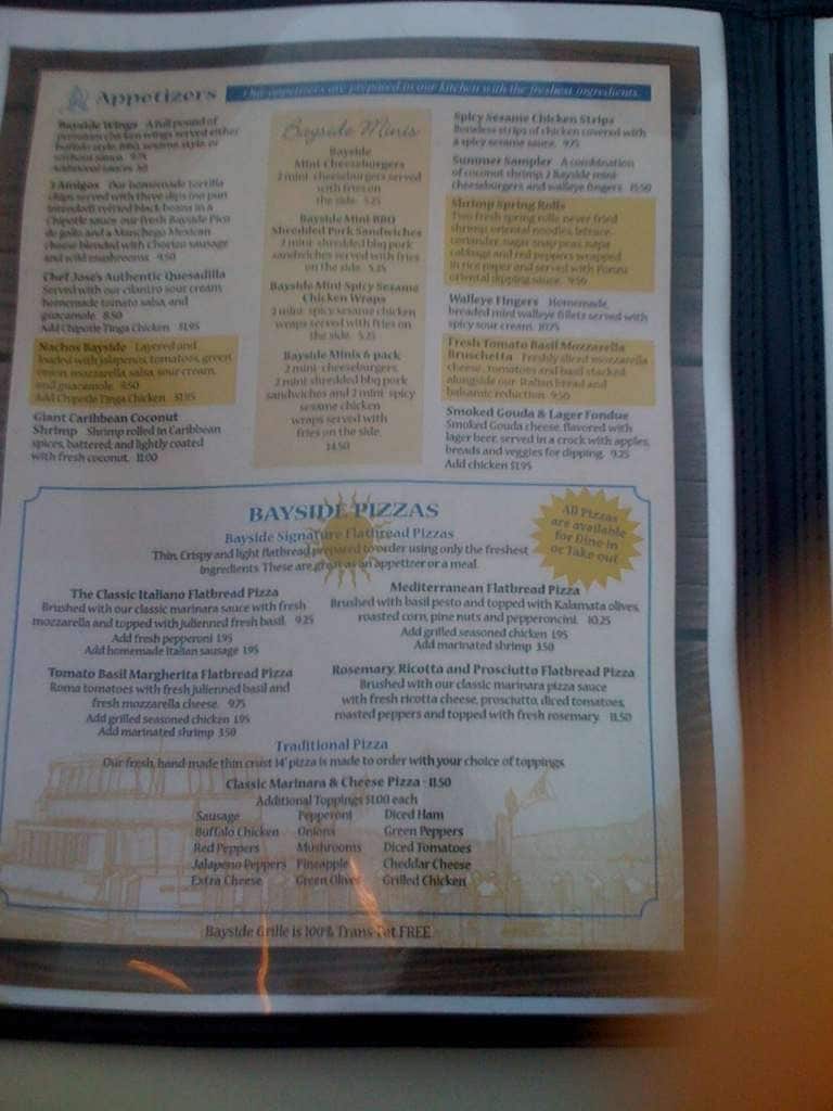 Excelsior Marina Menu