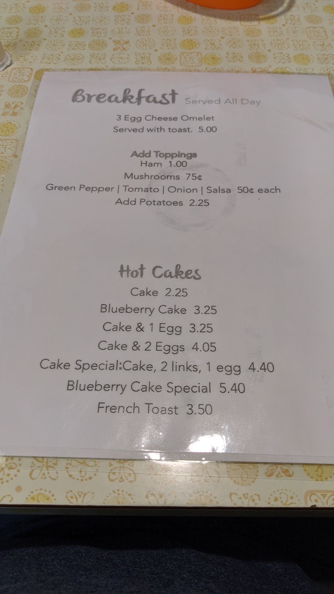 Gingerbread Cafe Menu