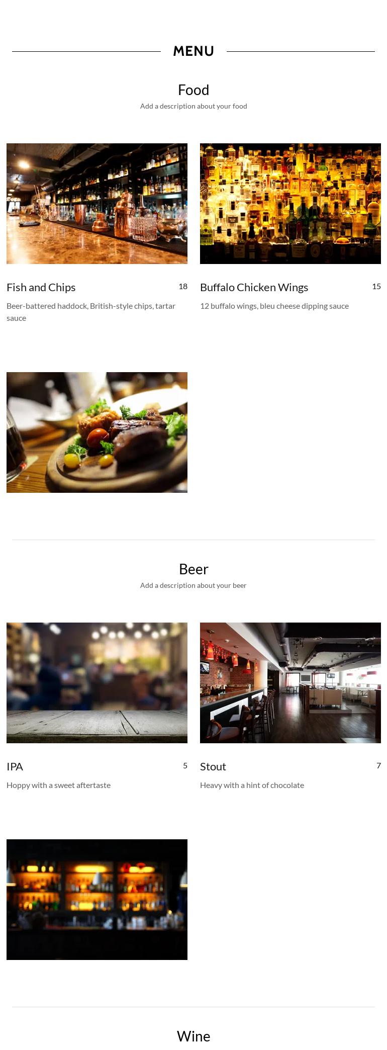 Red Rock Bar & Grill Menu