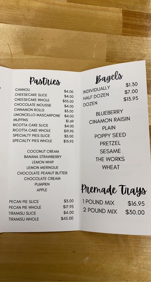 Scola's Original Italian Cookies & Pastries Menu