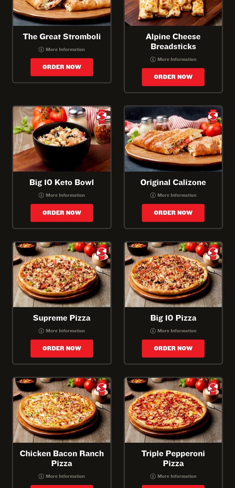 Simple Simon's Pizza Menu