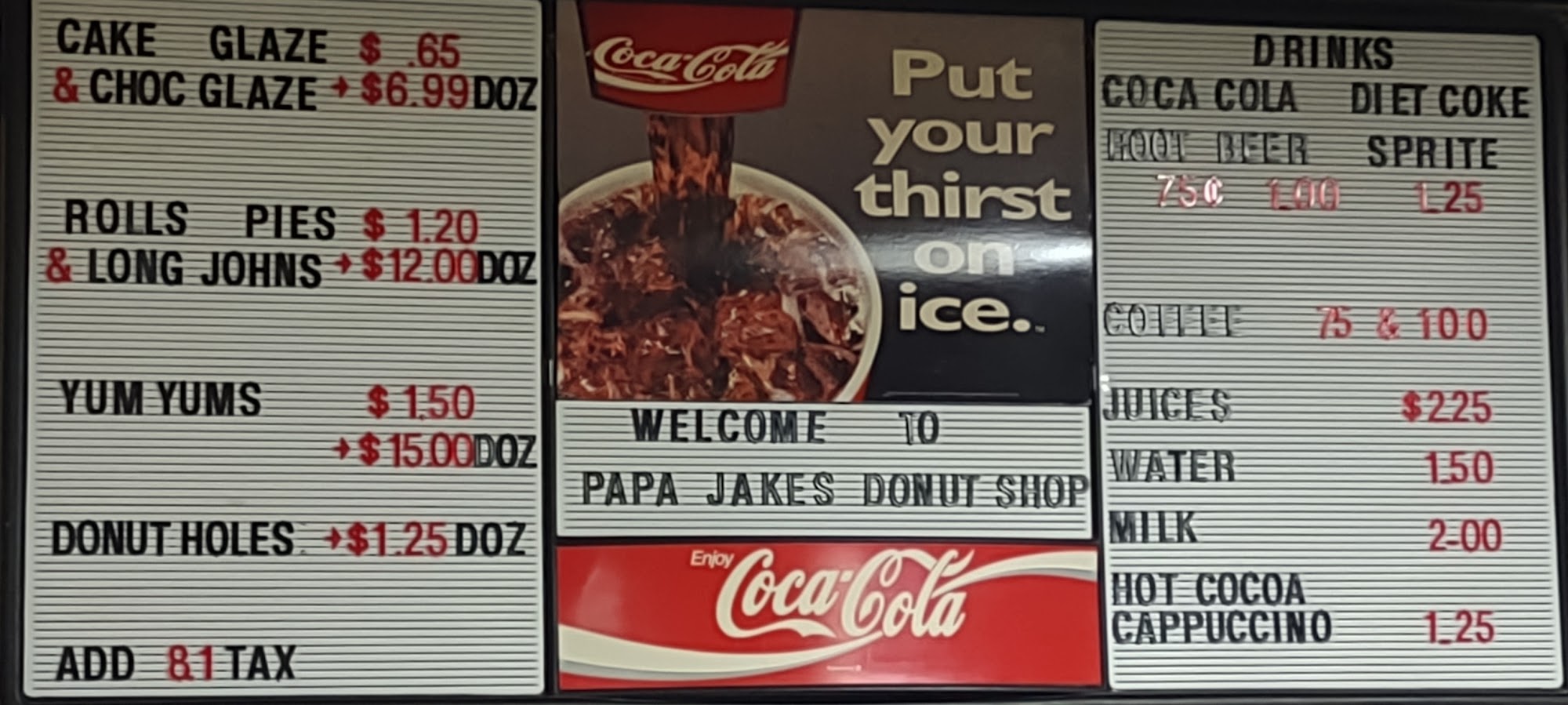 Papa Jake's Donut Menu