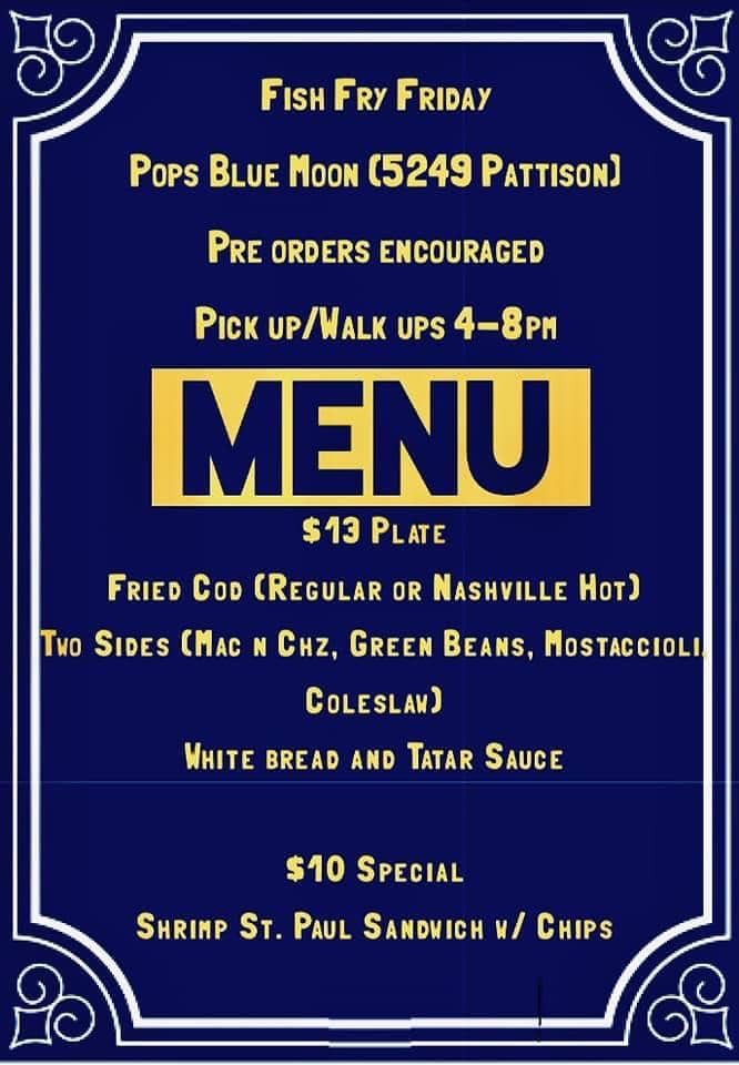 Pop's Blue Moon Menu