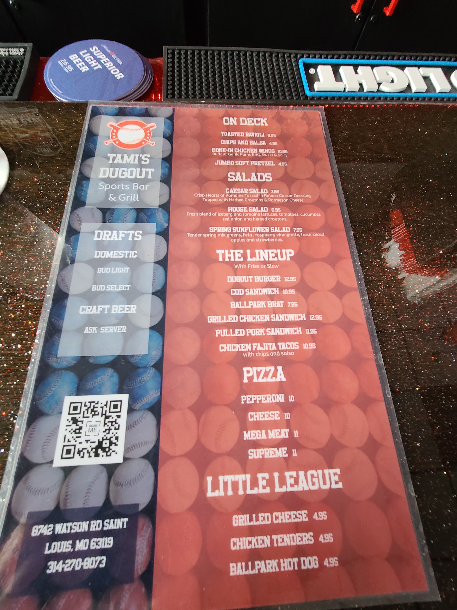 Tami’s Dugout Menu