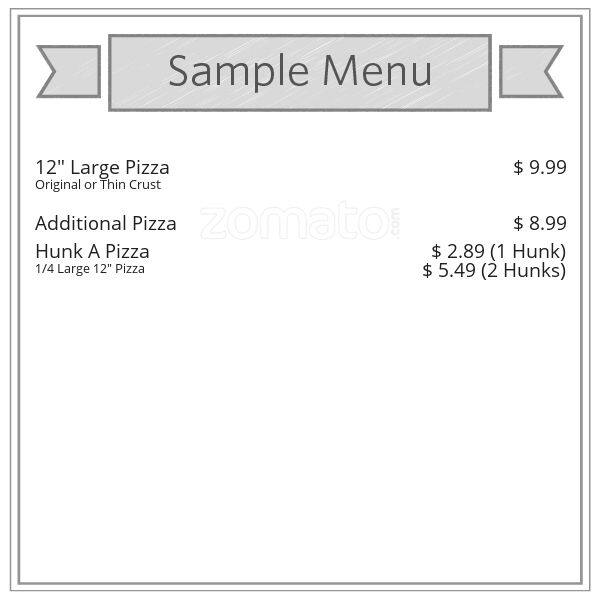 Hunt Brothers Pizza Menu