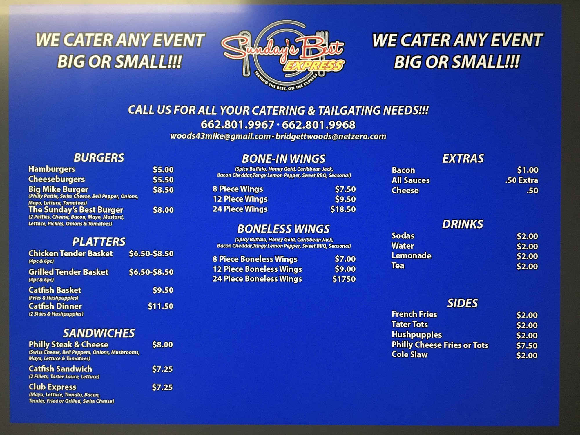 Sunday's Best Express Menu