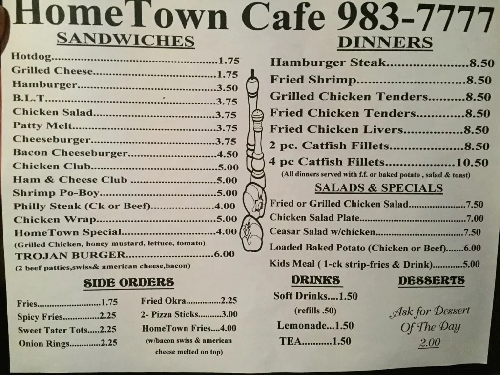 Home Town Cafe Menu
