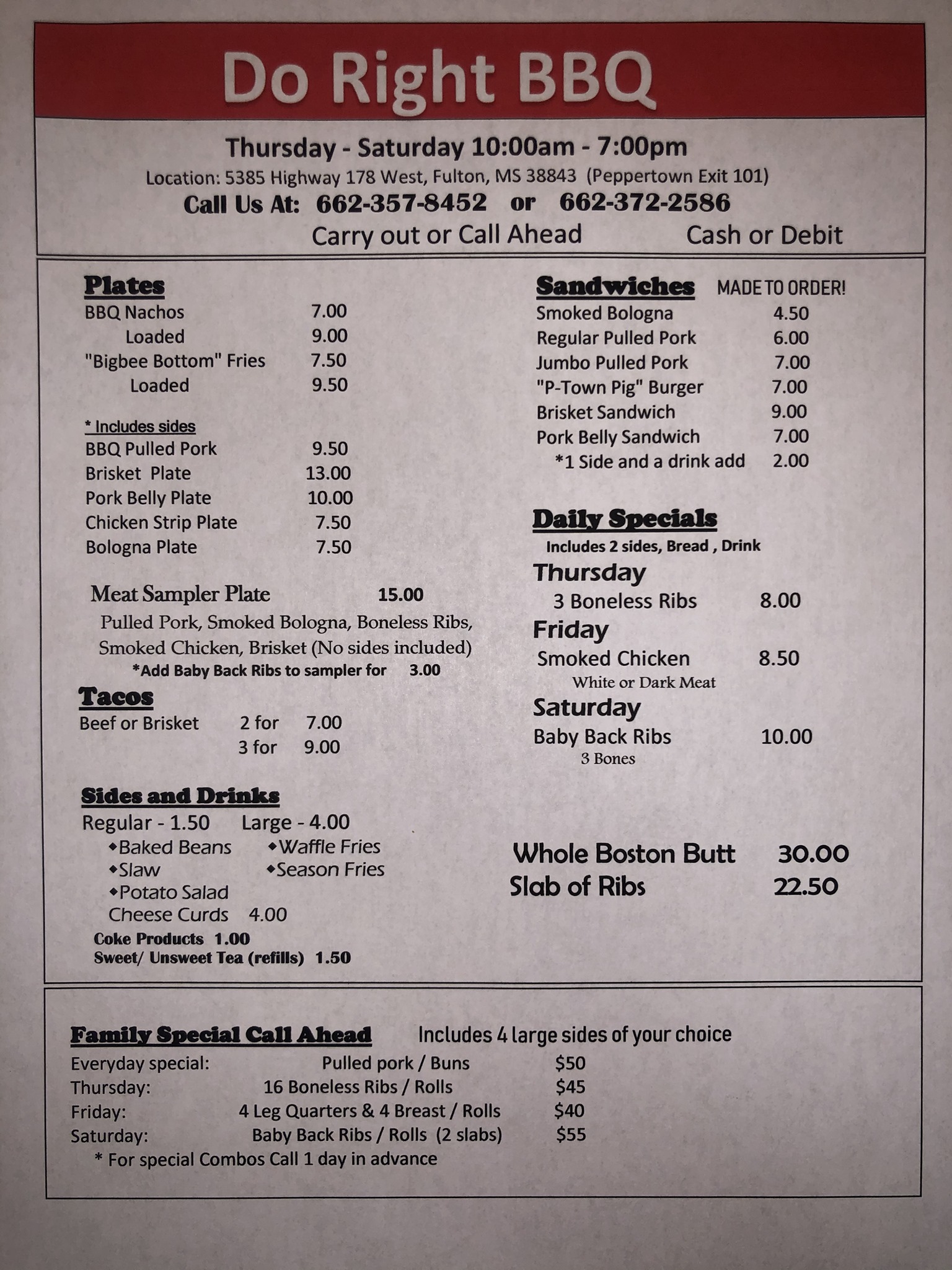 Do Right Bar-B-Que Menu