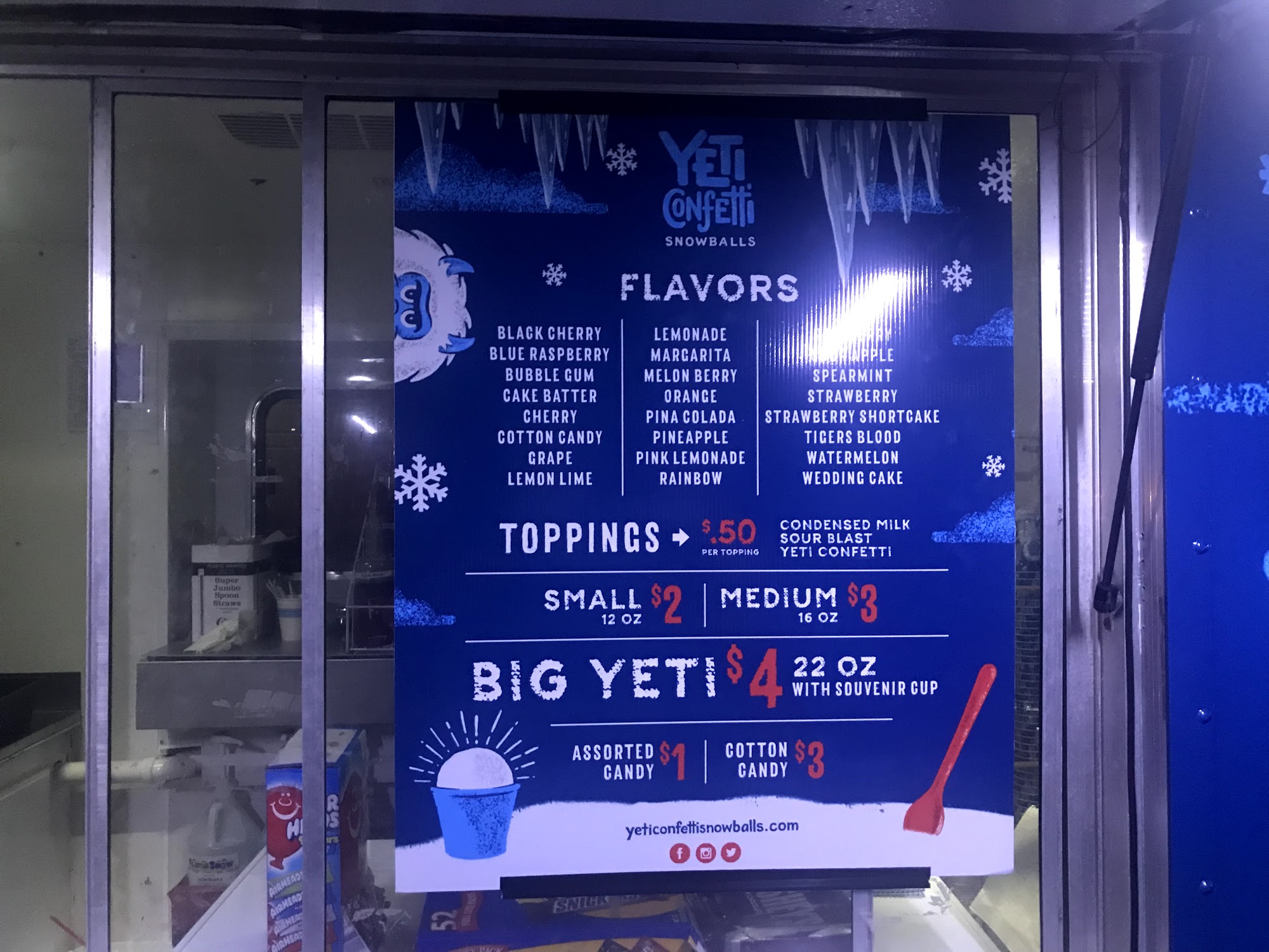 Yeti Confetti Snowballs Menu