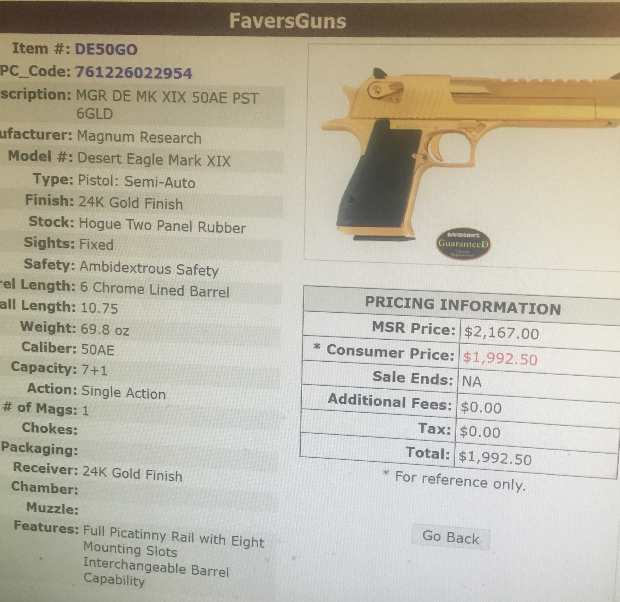 Favers Guns LLC K.C.A.& P.P.A