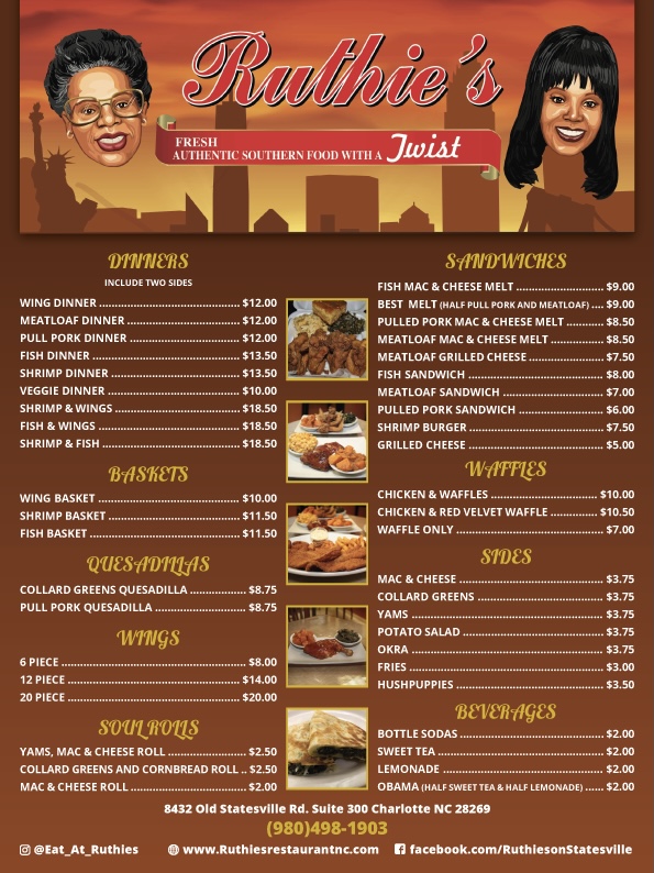 Ruthie's Restaurant Menu