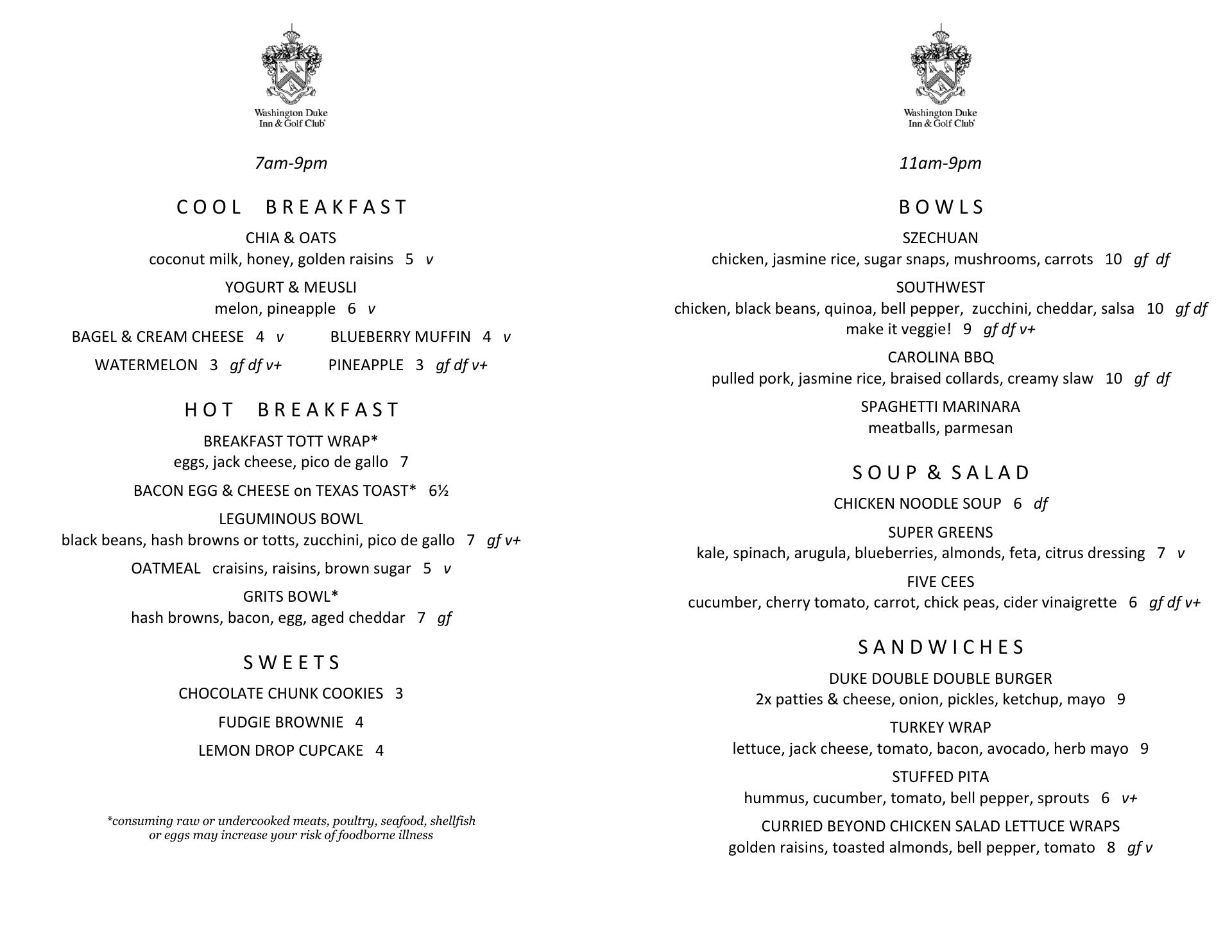 Vista Restaurant Menu