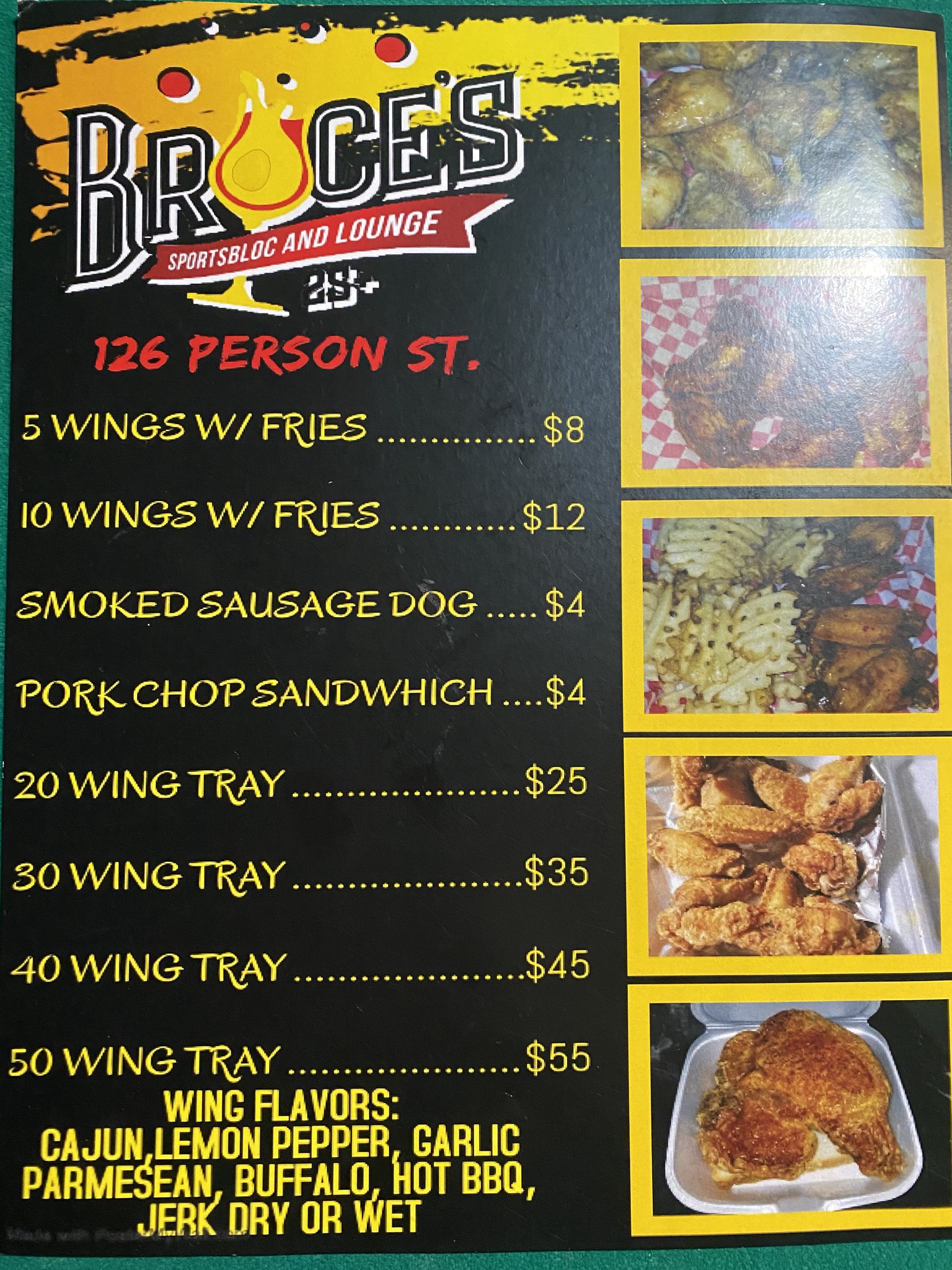 Bruce's Sportsbloc and Lounge Menu