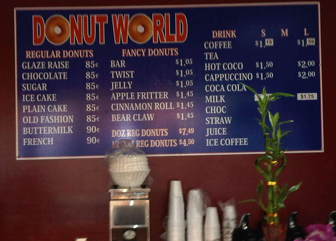 Donut World Menu
