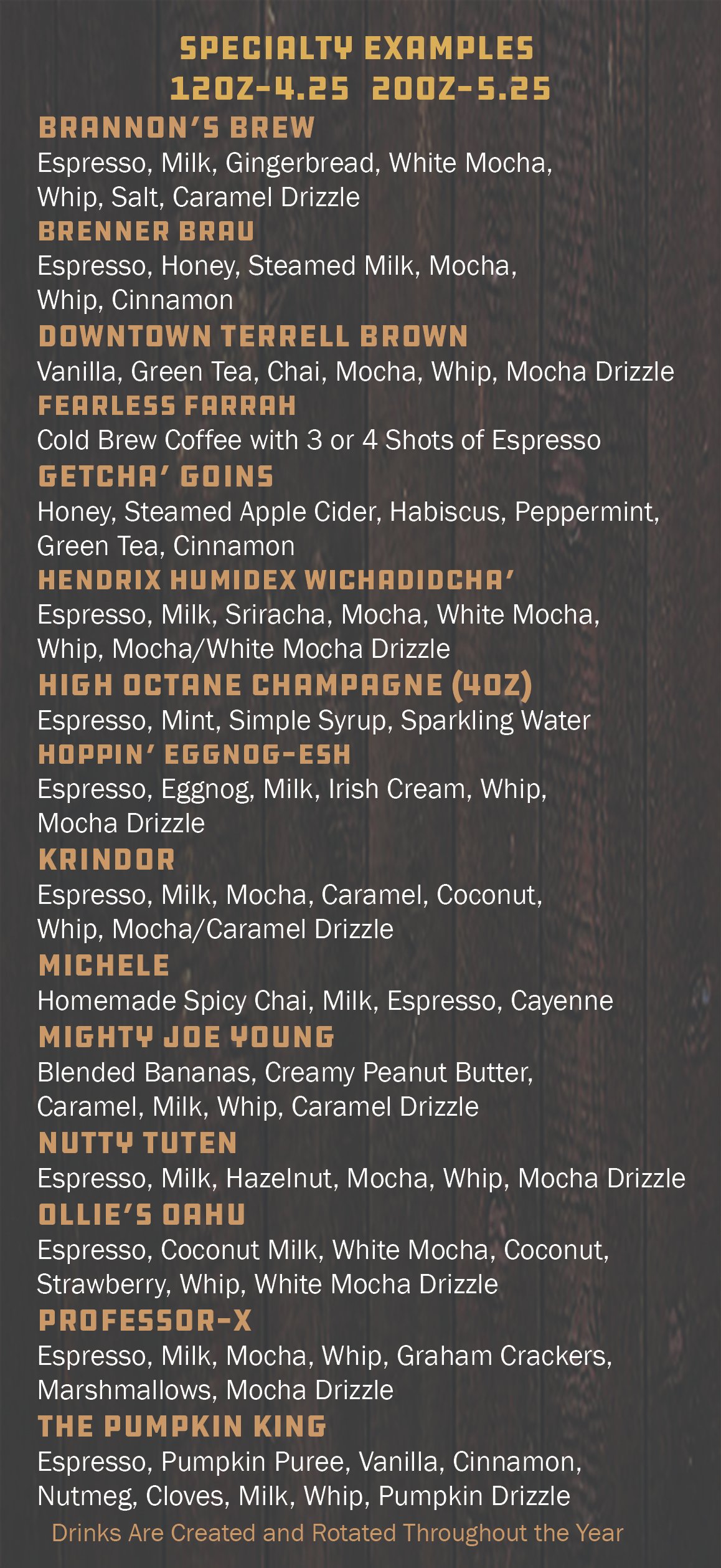 Renaissance Church - Lexington Menu