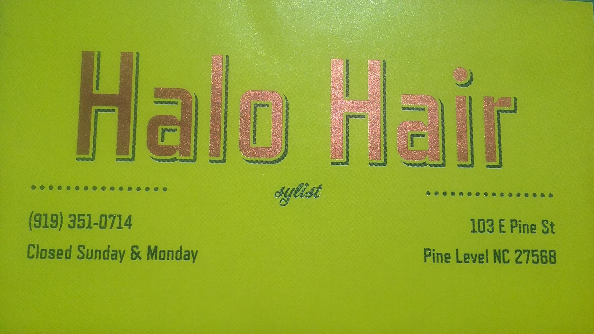 Halo Hair 103 E Pine St, Princeton North Carolina 27569