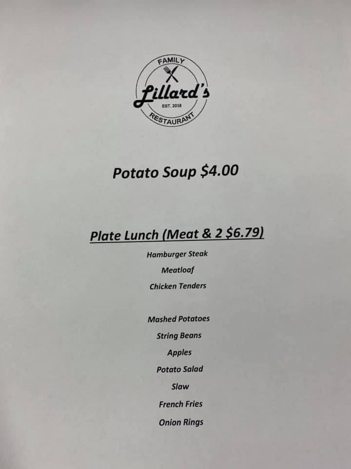 Lillard's Family Restaurant Menu