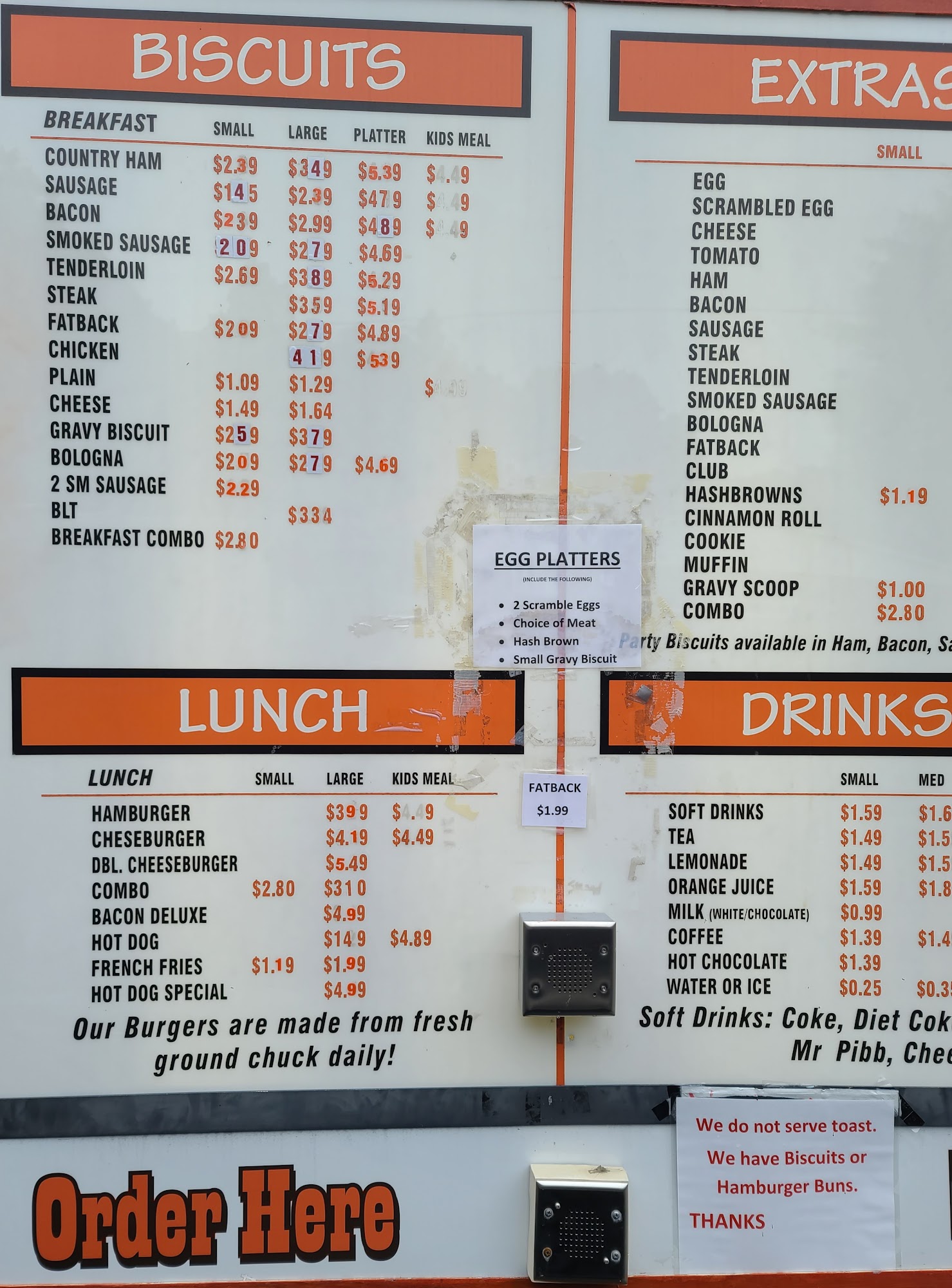 Biscuit Company Menu