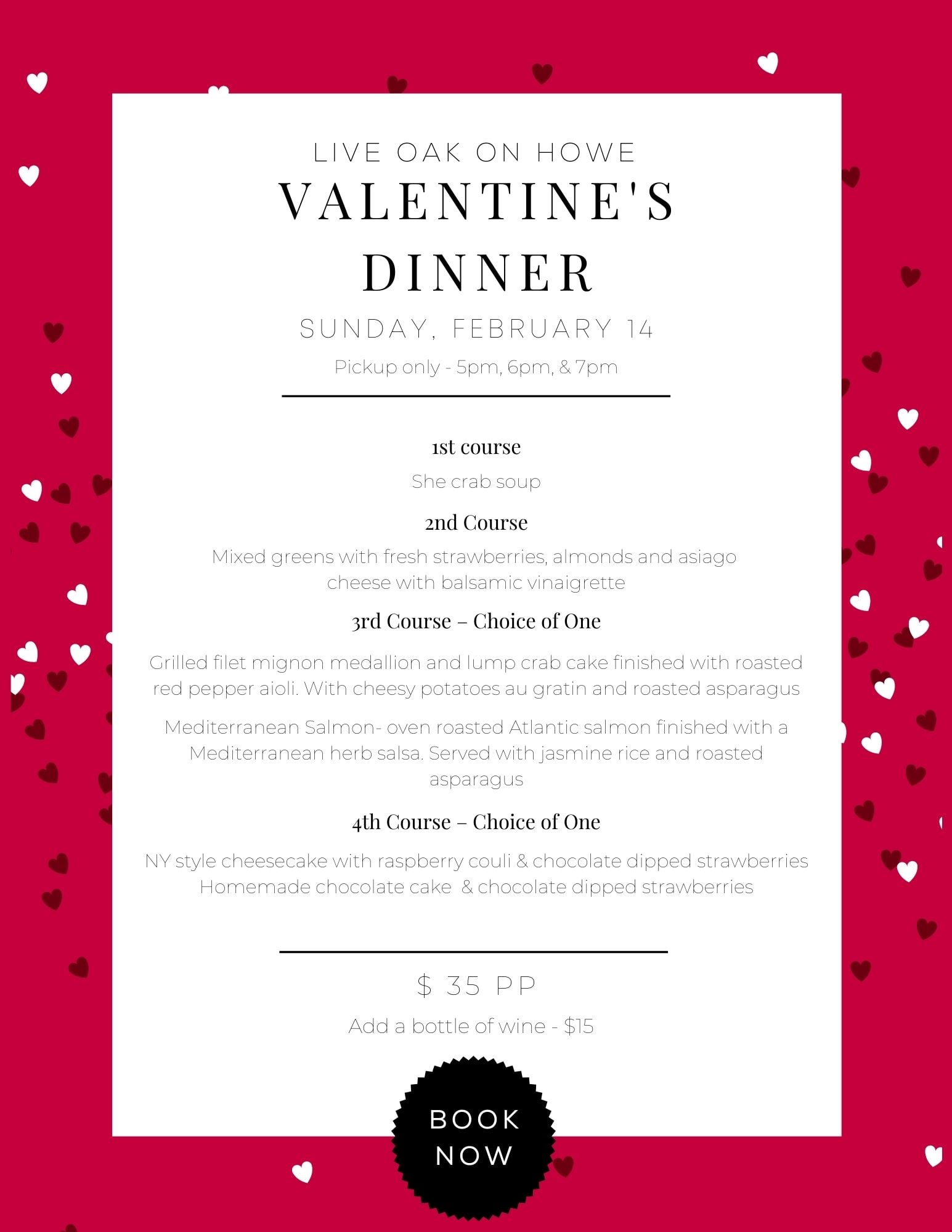 Live Oak on Howe Menu