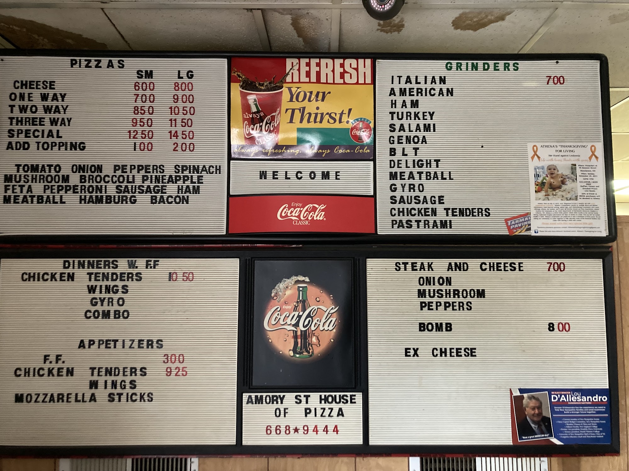 Amory Street House of Pizza Menu